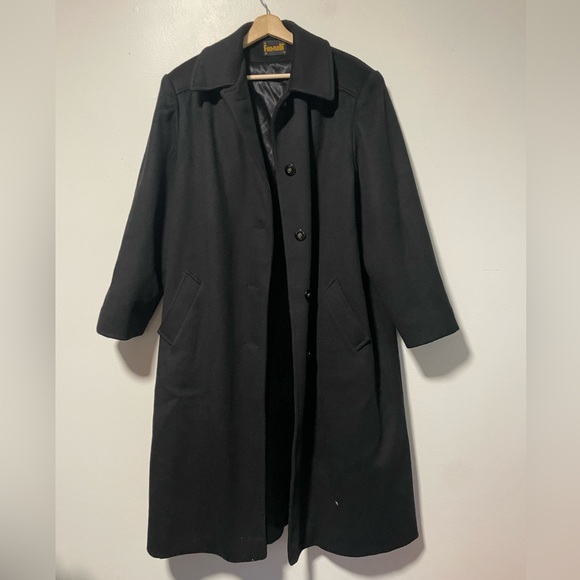 Vintage Fen-nelli Black 100% Wool Long Coat - Picture 1 of 10